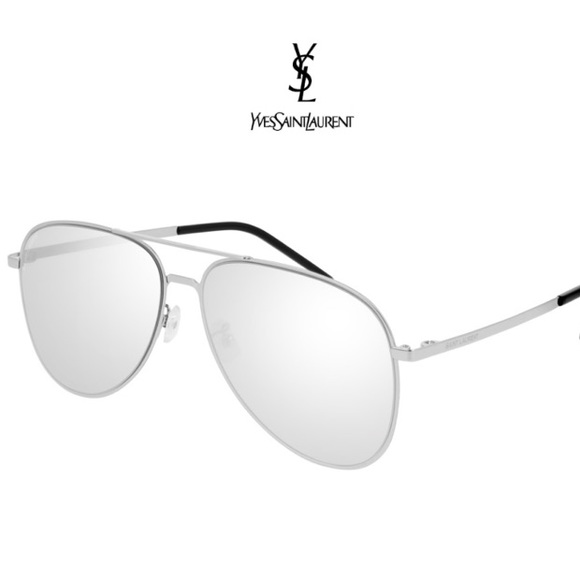 Saint Laurent™ CLASSIC 11 Silver Metal Mirrored Sunglasses NWT - Picture 3 of 16